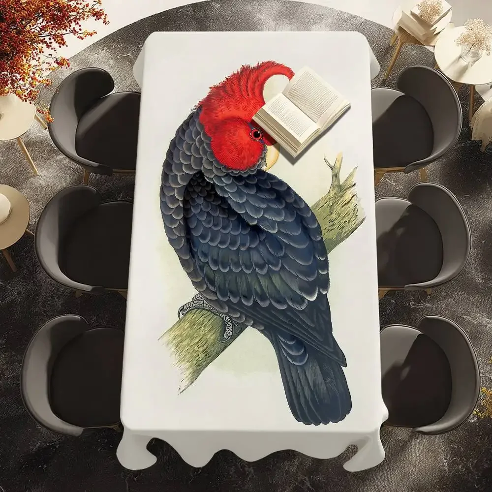 Colorful Parrot Table Cloth Waterproof Stain-Proof Polyester Table Cover for Decoration Dining Kitchen Party Tablecloth