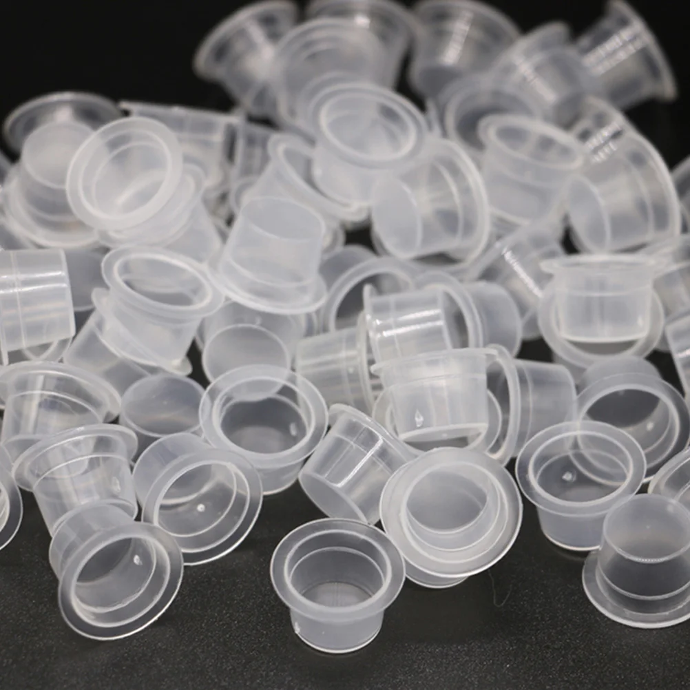 

200pcs Pigment Cups Tattoo Ink Cups Clear Durable Plastic Caps For Artists Reusable Disposable Easy Clean Storage Supplies Kits