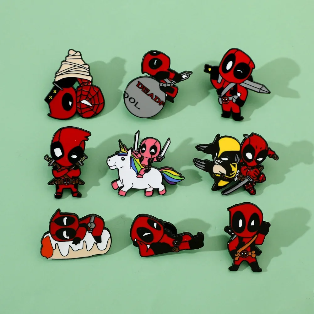 1Set NEW Movie Deadpool & Wolverine Anime Cartoon Brooch Creative Cute Enamel Pin Metal Badge Clothing Backpack Accessories