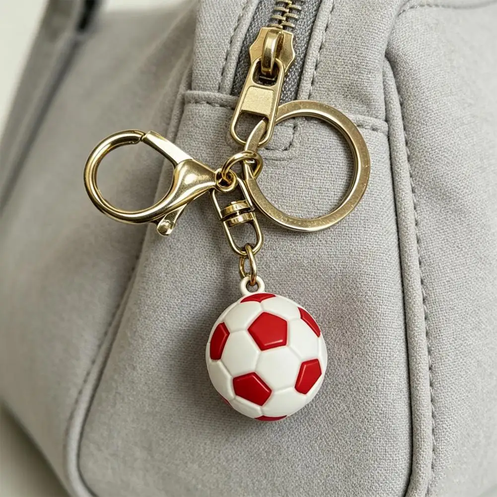 Soccer Ball Pendant Football Keychain Football Design Keychain Pendant with Lobster Clasp Thickened Metal Key Ring for Backpack