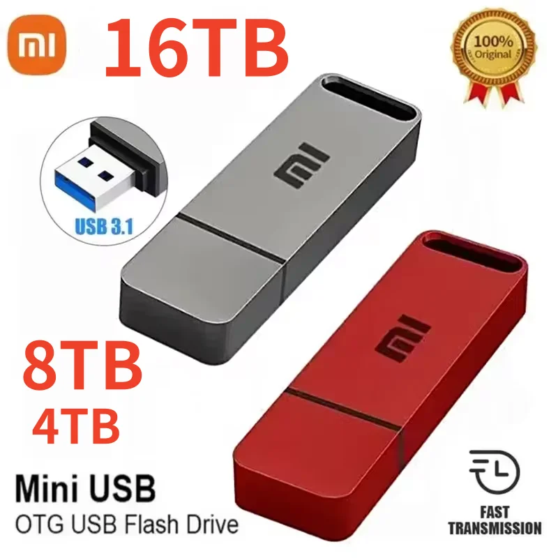 Xiaomi USB 16TB 8TB OTG Metal 3.1 Ключ-накопитель 2TB 4TB Портативный тип C Высокоскоростной флэш-накопитель Водонепроницаемый флэш-накопитель