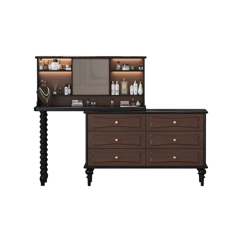 

Portable Corner French Dresser with Light Emitting Diode, Beauty Mirror and Drawer Dresser