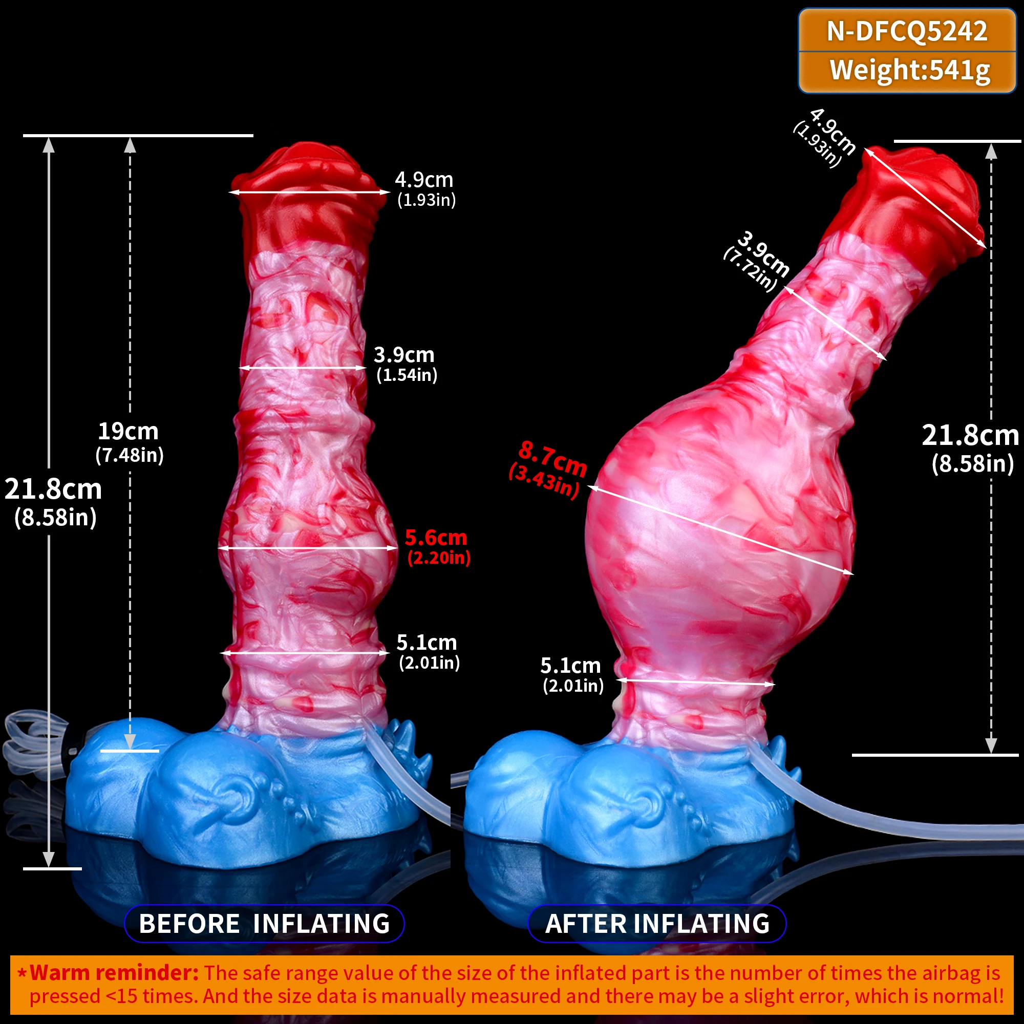 ELKKOST Dildo Kuda Silikon yang Dapat Memancut Cairan, Plug Anal yang Dapat Dipompa dengan Pompa, Dilator Anal, Stimulasi Titik G, Mainan Seks Dewasa
