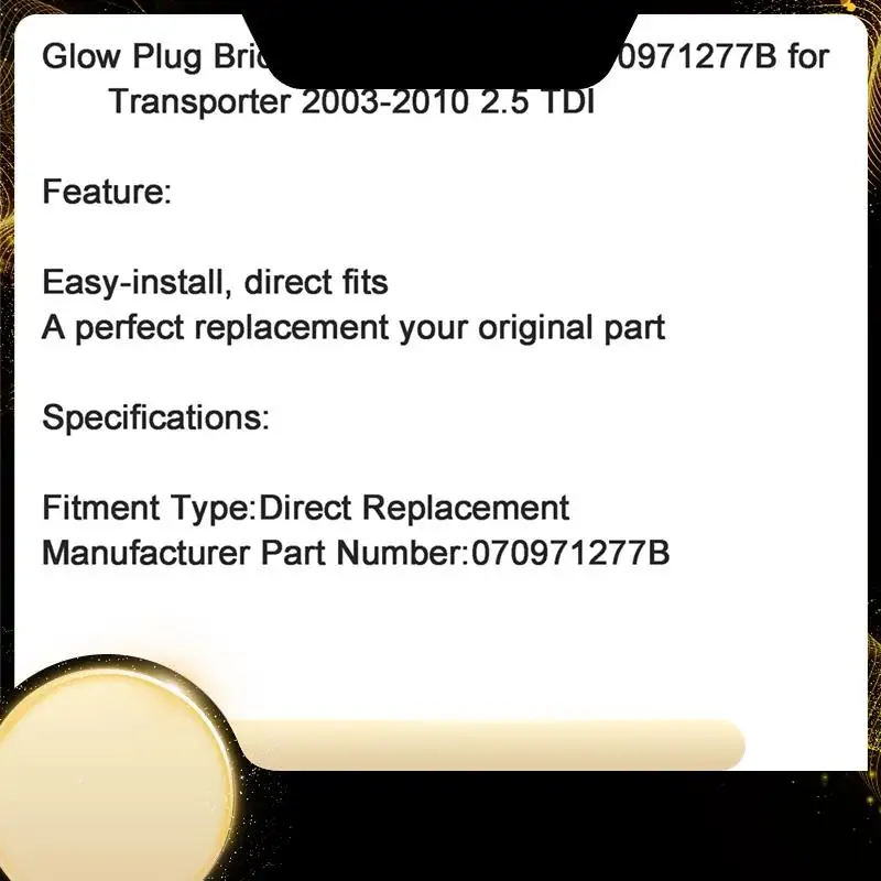 

4Pcs Engine Glow Plug Bridge Wiring Harness 070971277B For VW Transporter 2003-2010 2.5 TDI 07Z971277A,074972095B-A74F