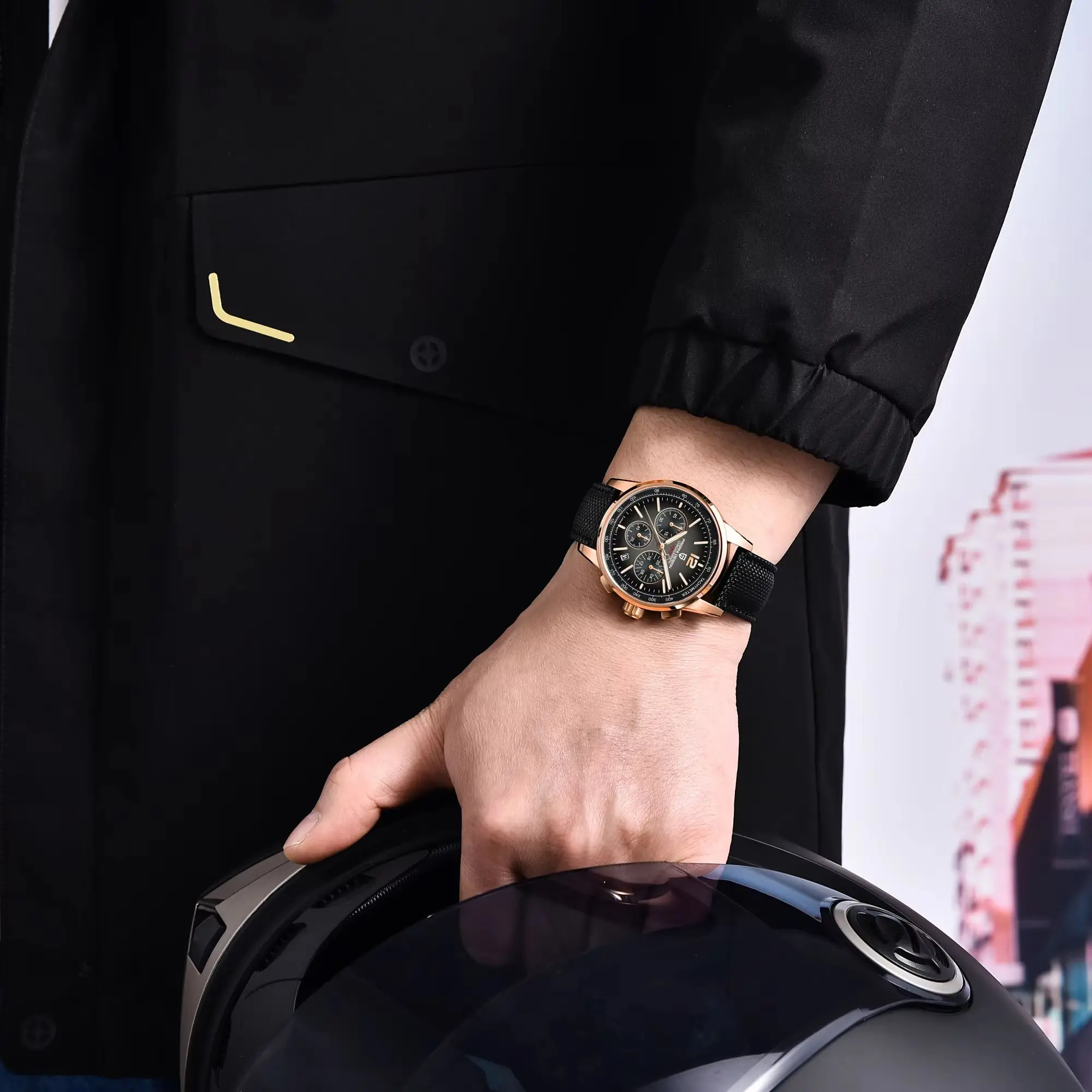 PAGANI DESIGN Vintage Pilot Style Mens Quartz Watch VK63 3-Sub-Dial Chronograph Sapphire Luminous Waterproof Watch For Man Sport