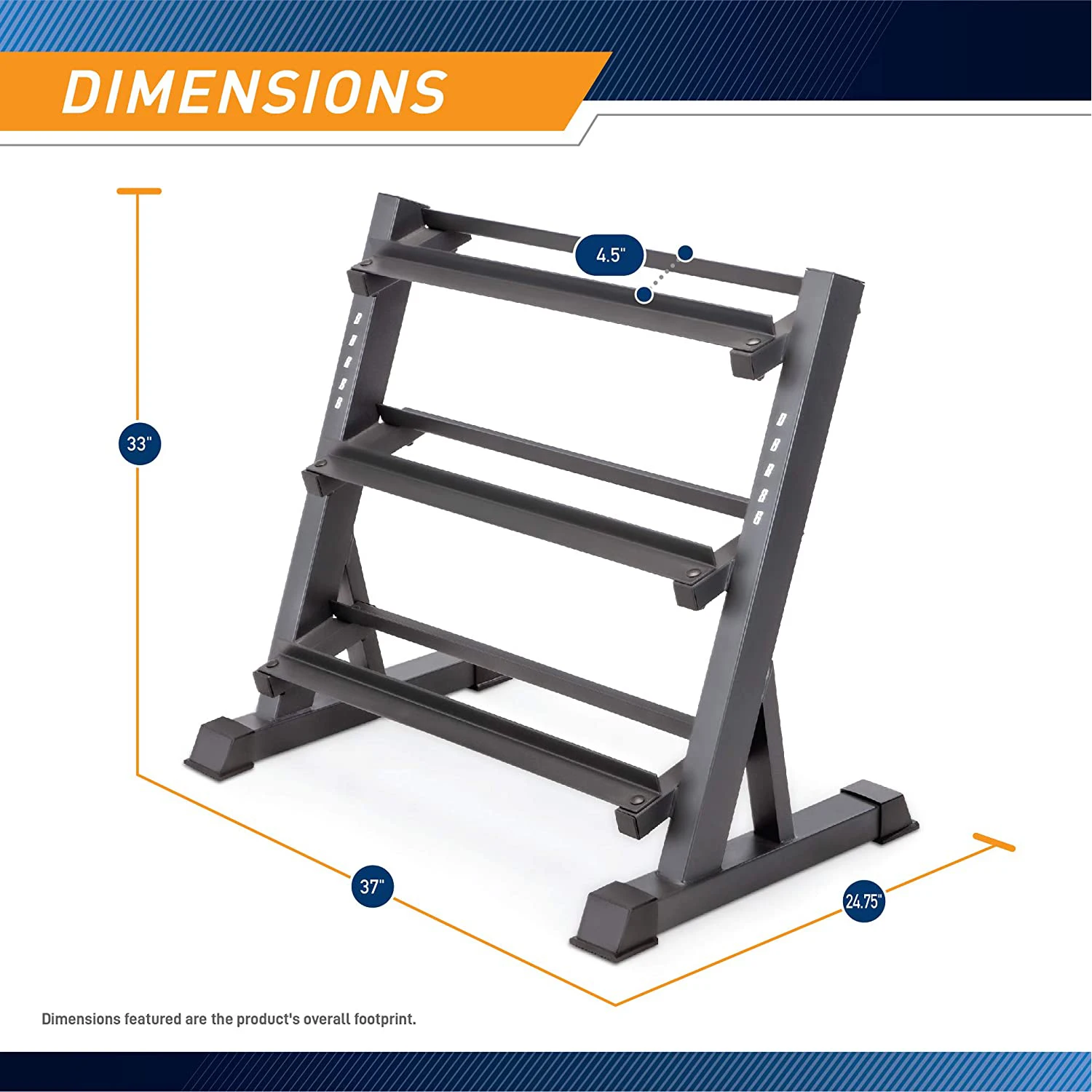 3-Tier Dumbbell Rack Multilevel Weight Storage Organizer for Home Gym