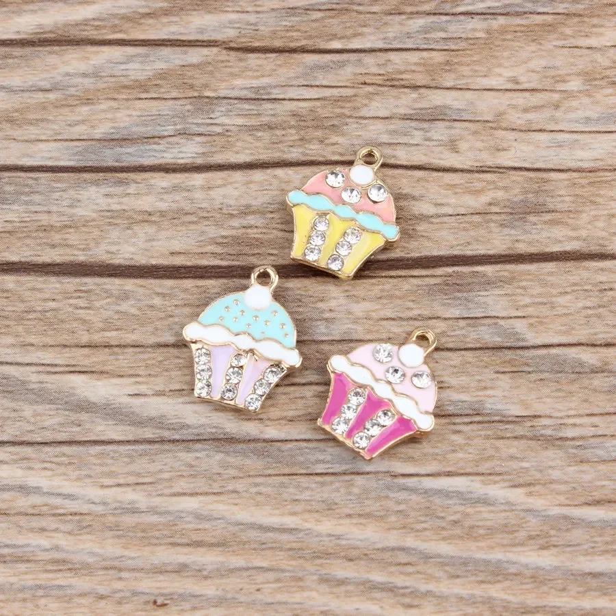 10 unids/pack de abalorios de pastel de crema, joyería DIY, pulsera, collar, colgante de magdalenas para fabricación de joyas, accesorio de fiesta, regalo