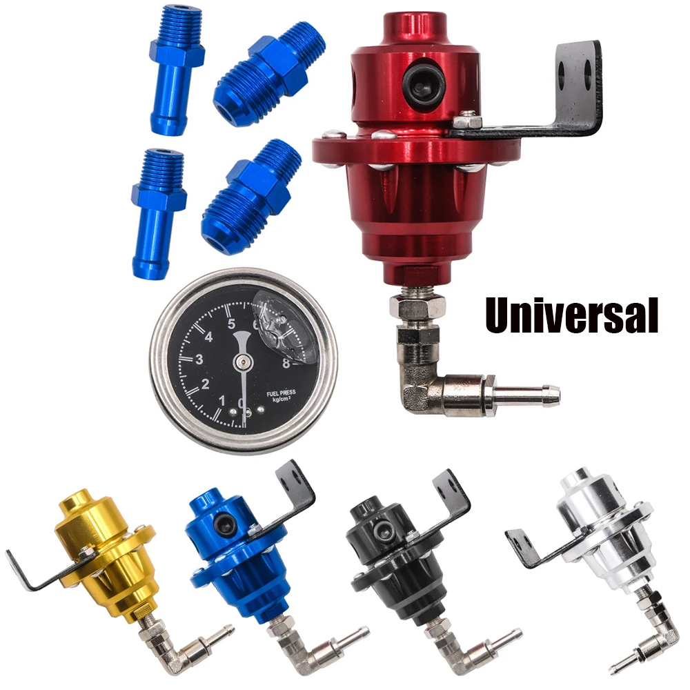 Adjustable Car Fuel Pressure Regulator Auto Accessories Universal Vehicle Refitting Fuel Supercharger with Gauge Aluminum Alloy