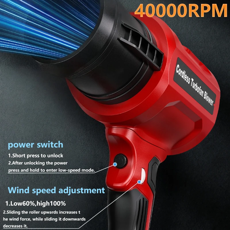 HAKSINKY New Electric Hair Dryer for Removing Dust Brushless Electric Hair Dryer for Makita/Milwaukee/Bosch/Ryobi 18/20V Battery