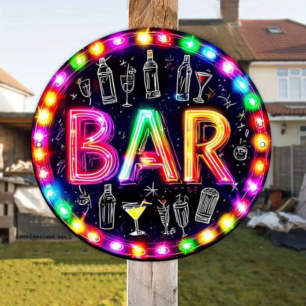 Acrylic Painting Neon Glow BAR Sign with Cocktail and Bottle Illustrations Colorful LED Effect Wall Decor for Home Bar Pub Club view 6