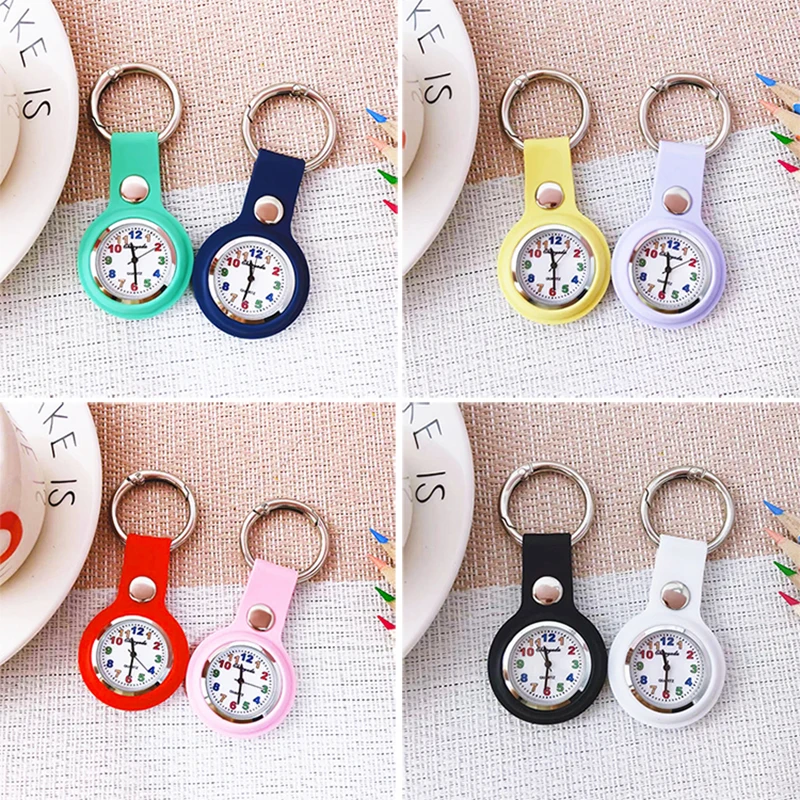 children boys students women men Silicone Keychain pocket Watch Detachable Dial Durable Quiet Case Hiking Backpack Keyring clock