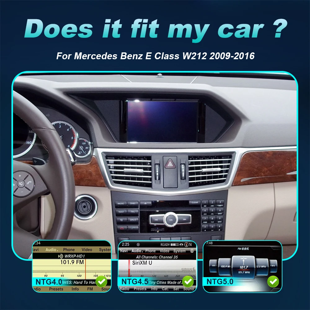 256G Wireless CarPlay Car Multimedia Player for Mercedes Benz E Class W212 2009-2016 with Android Auto GPS Navigation DSP 4G
