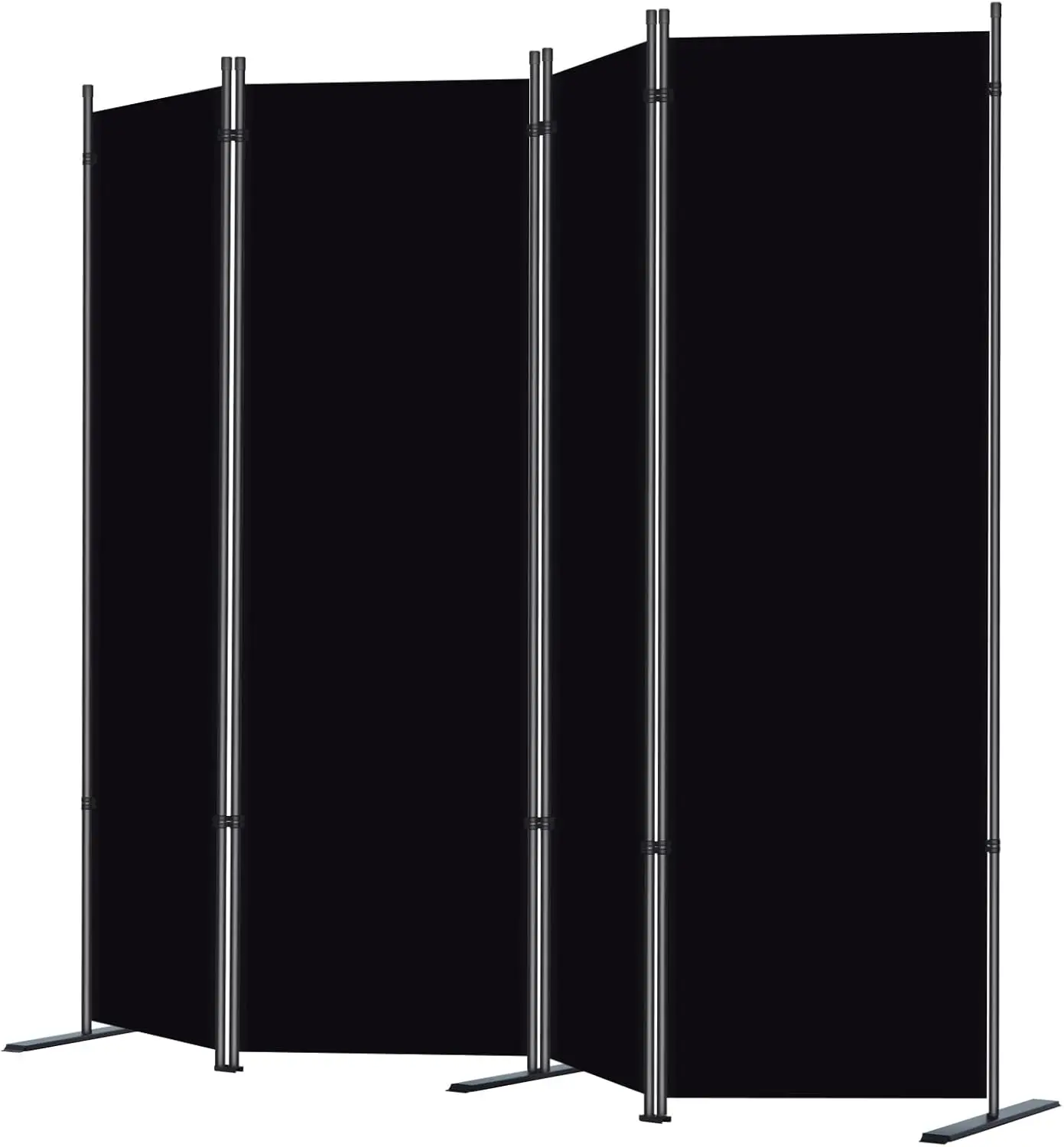 4 Panel Room Divider 6 FT Folding Privacy Screen with Wide Feet Freestanding Partition for Room Separation Black