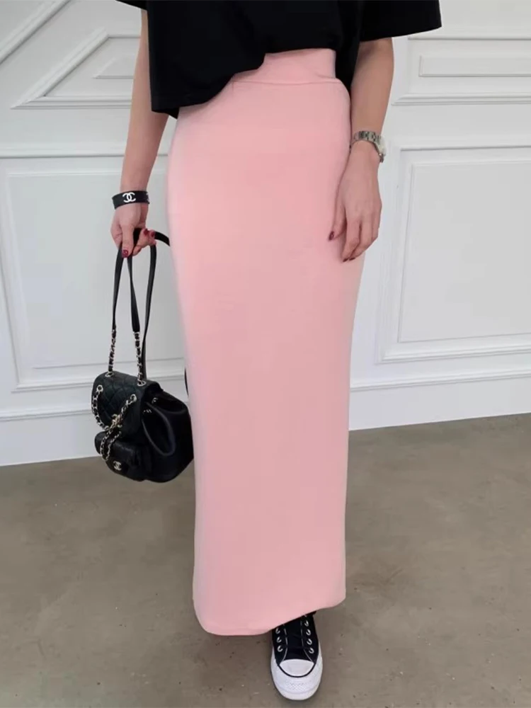 

Chic High Waist Slimming Long Skirt Korean Sle Commute High Waist Design Ba Split Women's Faion Autumn Season