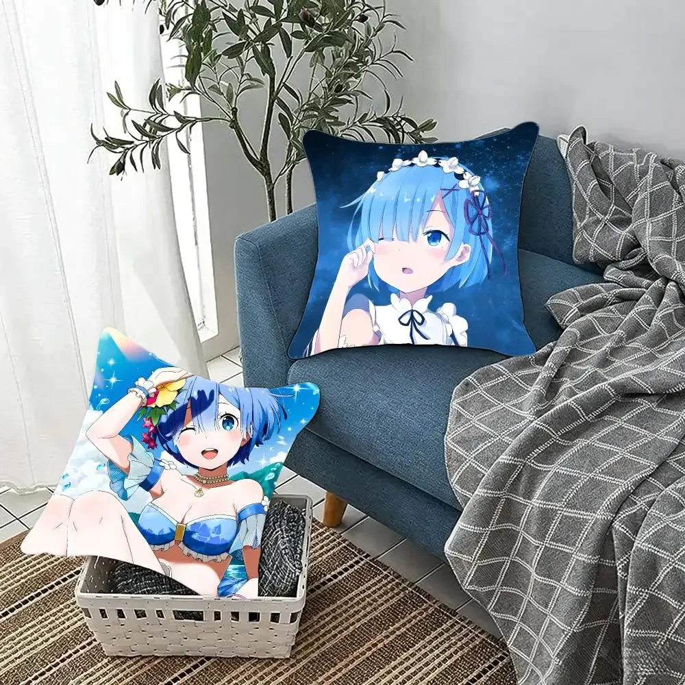 Anime R-Re Zero-Starting Life in Another World Cushion Cover Fluffy velvet Nordic style plush Living room sofa decorative