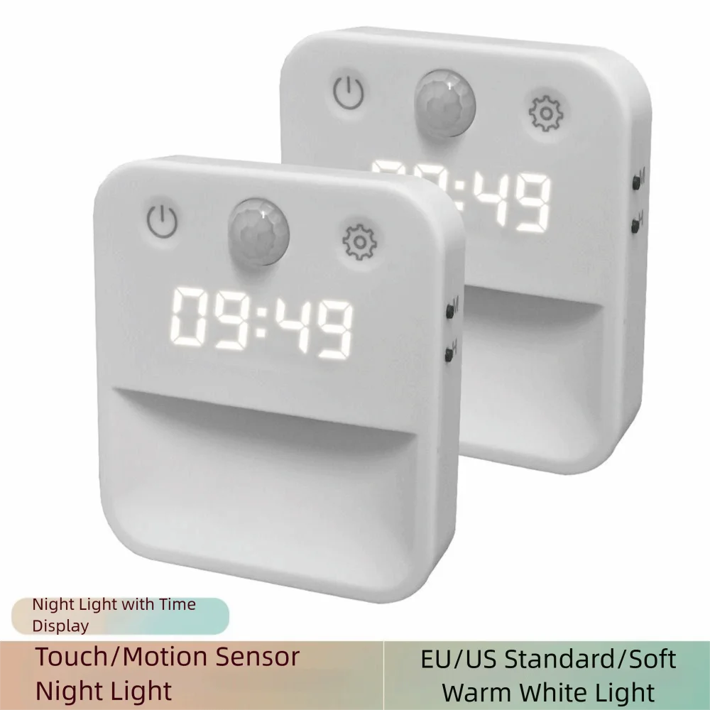 

Infinite Dimming Human Body Induction Clock Clock Display Warm White Night Light Dusk to Dawn Sensor Three Color Switching
