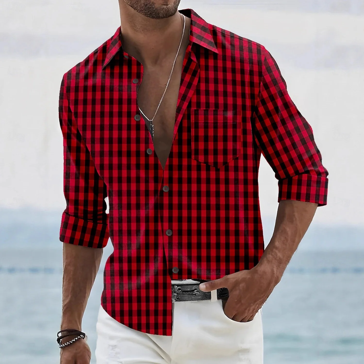 

Men's plus Size Hawaii Holiday Long Sleeve Casual Print Shirt Button Collar for Daily Wear And Social Parties