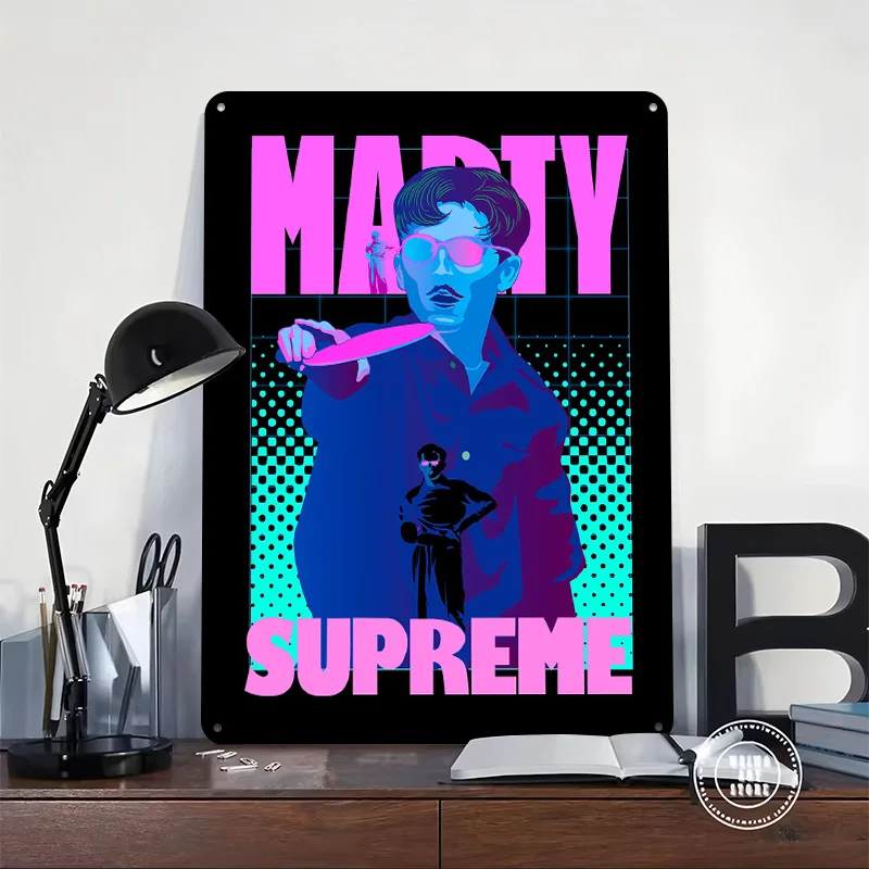 Marty Supreme Neon Art Tinplate Poster Custom Wall Art Vintage Metal Signs Retro Tin Plaque for Bedroom Decorations Desk Decor