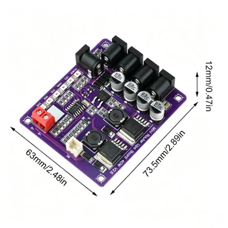 Hot 1 PCS 40W Battery Charging Board 4-Port Mini Router UPS Board 12.6V Power Module USB/DC Port Power Module