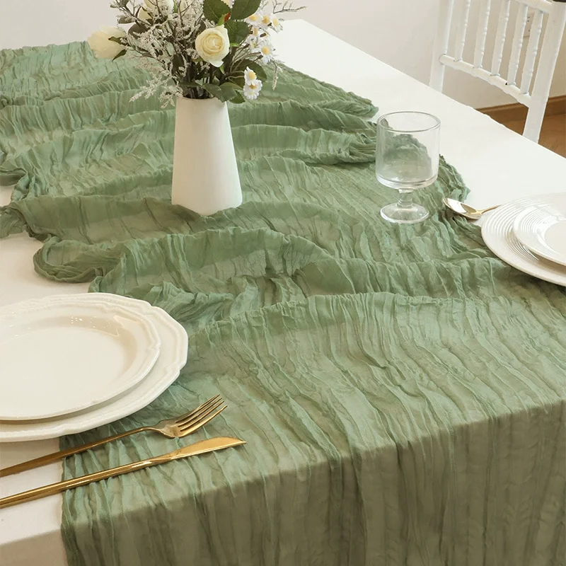 20Pcs Grey Blue Table Runner 40x275cm Gauze Table Runner for Wedding Reception Sheer Bridal Birthday Party Table Decoration