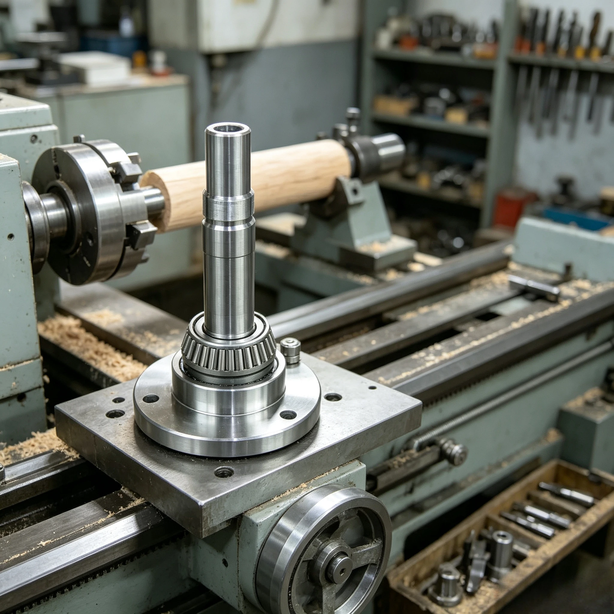 For 80/100/125/160 Mini Wood Lathe Spindle High Strength Thread Connector Component with Mounting Flange for Wood Turning Tools