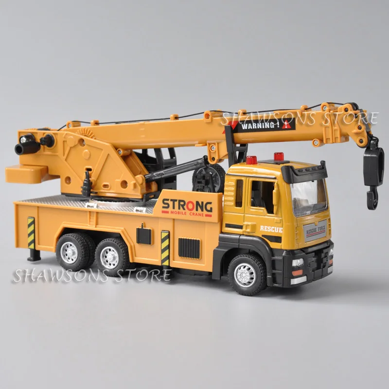 1:50 Diecast Model Truck Toy Engineering Vehicle Heavy Crane Miniature Replica Pull Back With Sound Light