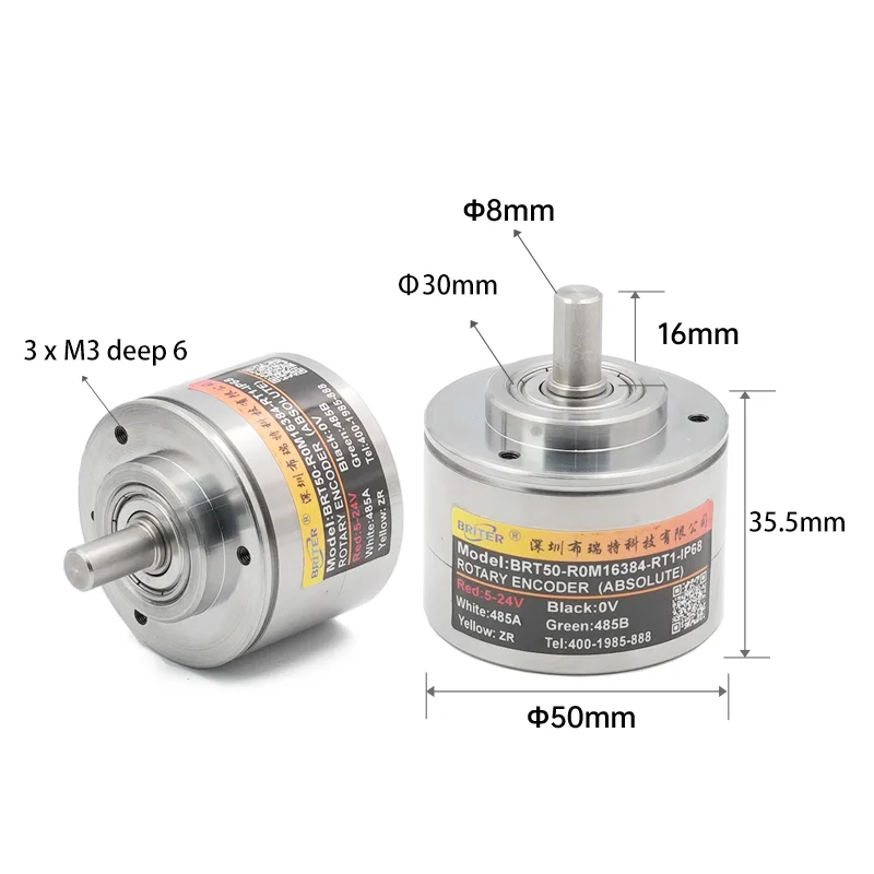 8mm solid shaft Waterproof Rotary Encoder Absolute Singleturn  CANopen Magnetic 8mm Shaft Angle Speed Position Sensor
