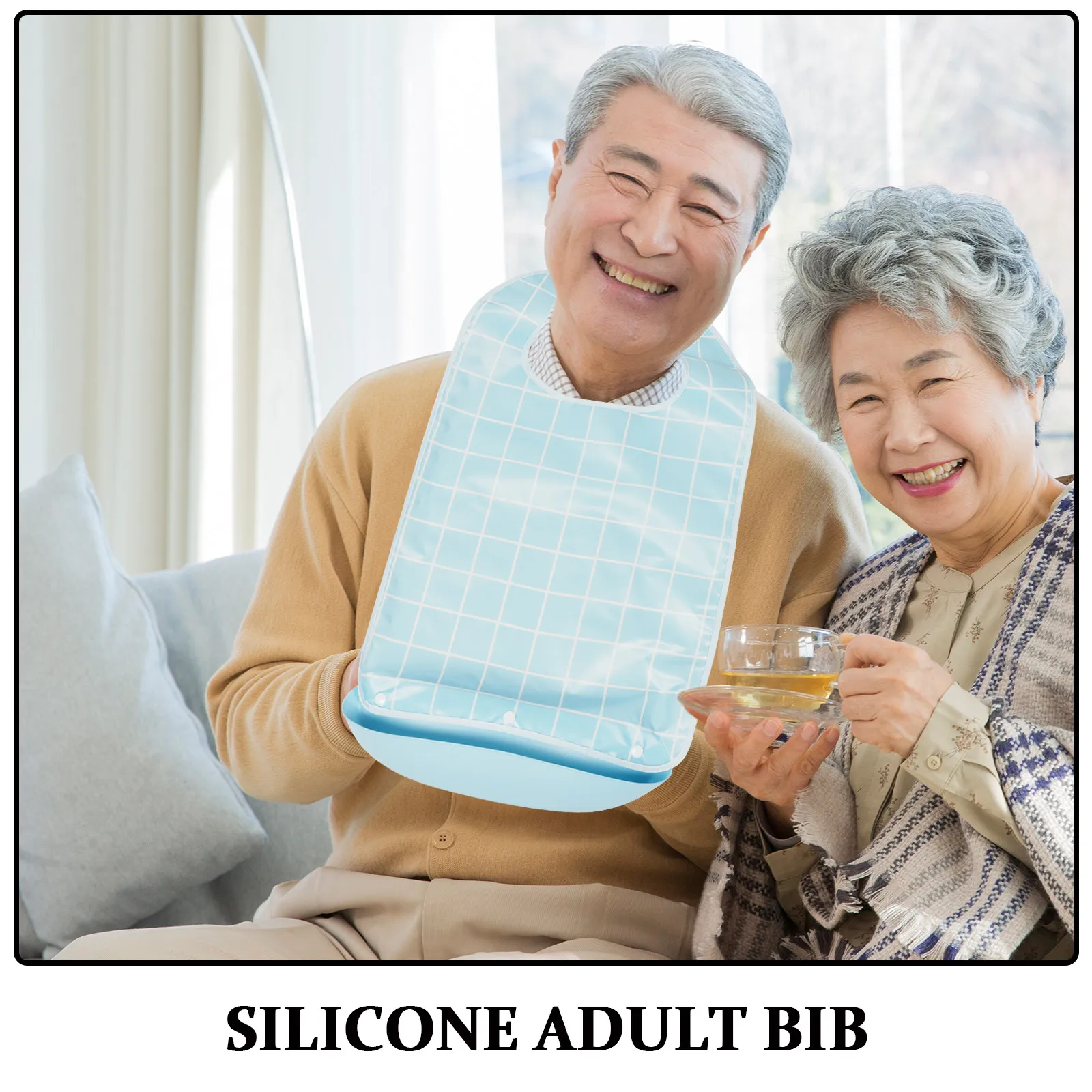 Adult Bib Reusable Elderly Eating Bib Silicone Waterproof Clothing Protector Crumb Catcher Senior Dining Bibs for Adults