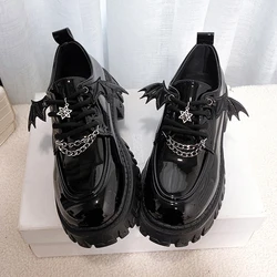 Metalen Ketting Platform Lolita Gothic Schoenen Vrouw 2024 Lente College Stijl Lakleer Pumps Vrouwen Japan School Uniform Schoenen