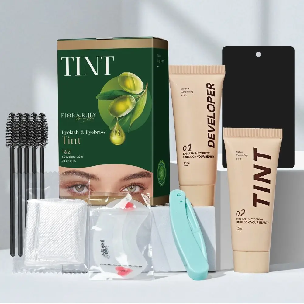 New Long Lasting Lash Color Kit Waterproof Natural Color Fast Dye Kit Easy to Use Black Color Eyelash Eyebrow Color Kit