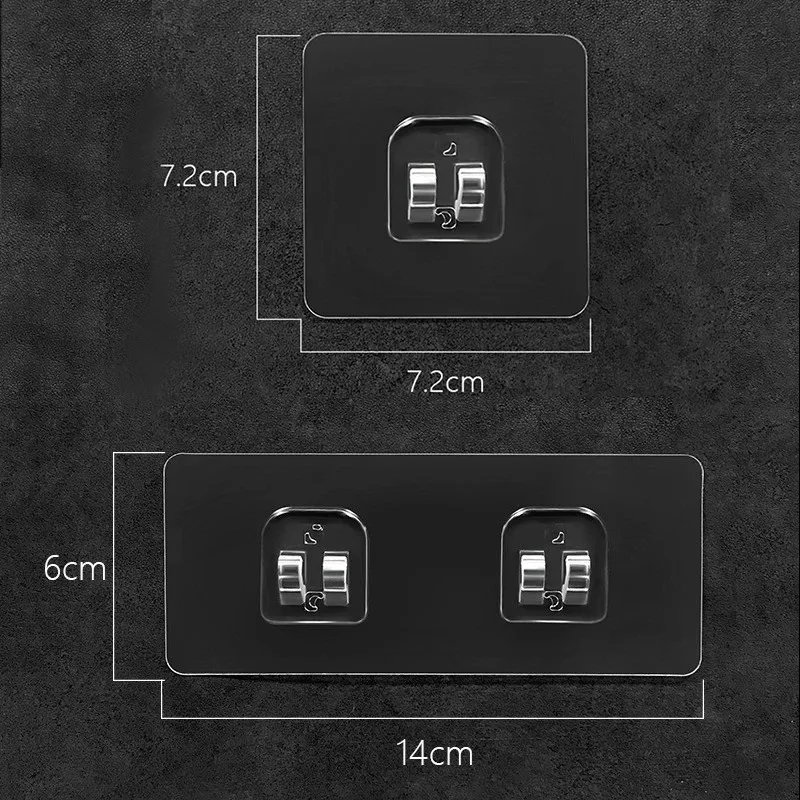 선반 고정 후크 벽 보관 랙, 투명 행잉 후크, 강력한 자체 접착 스냅, 욕실 주방 정리함 가제트, 1-10 개