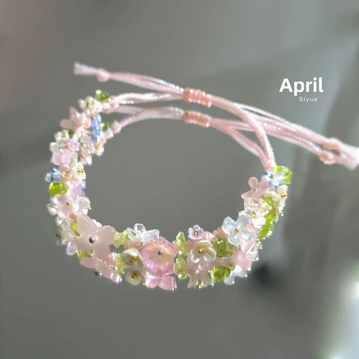 Handmade Chinese Style Pink Flower Braided Bracelet Adjustable Lucky Auspicious Blessing Jewelry For Women Girls Daily Wear Gift 4