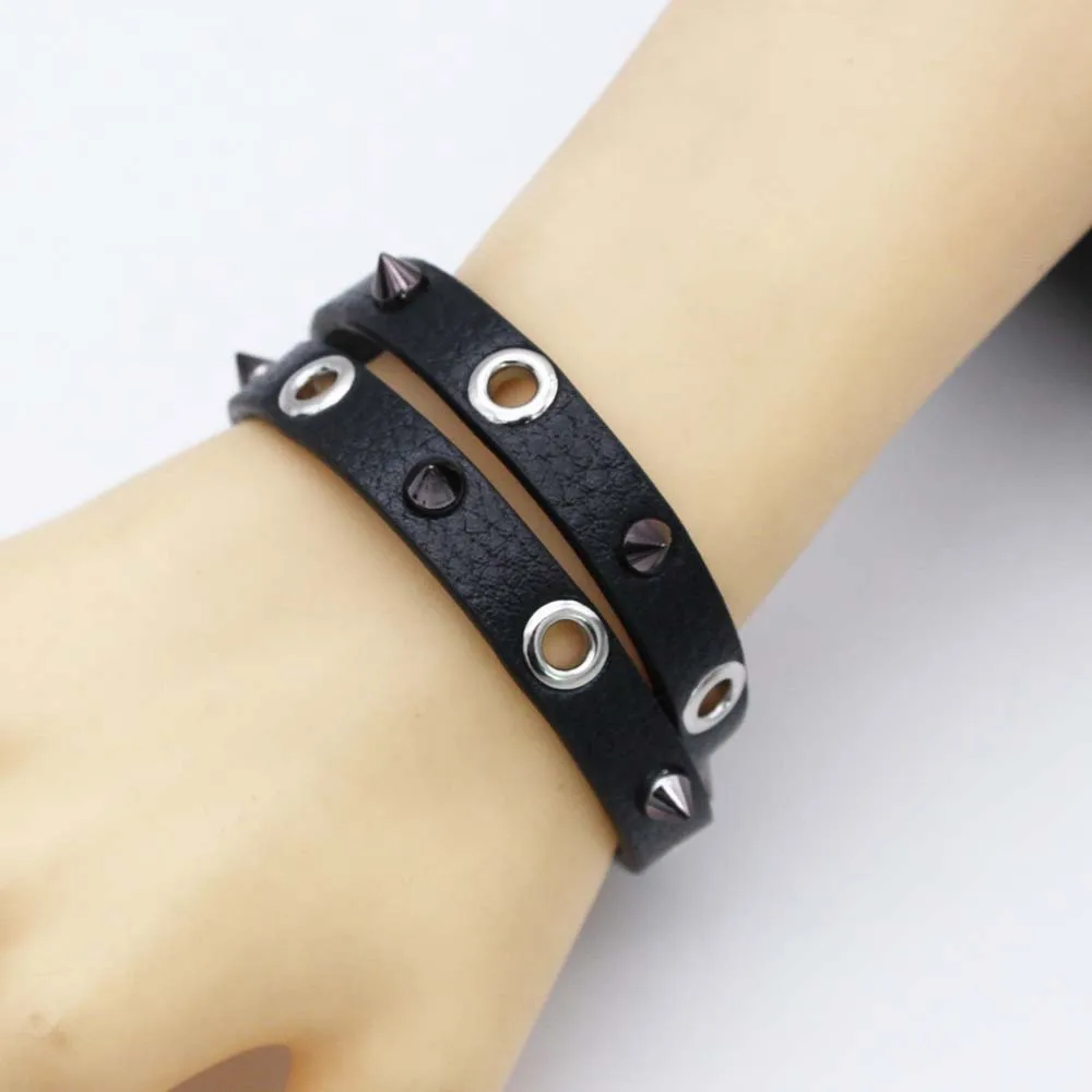 High Quality Alloy  Women Bracelet Fashion Punk Rivet Wrap Bracelet Leather Bracelet For Women Jewelry Gift