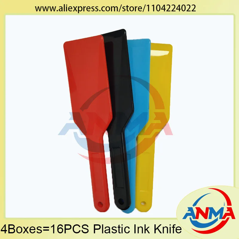 4Boxes=16Pcs Plastic ink scraper Including Red, Blue, Yellow, Black Four colours Plastic Ink Knife Offset Printing Machine Parts