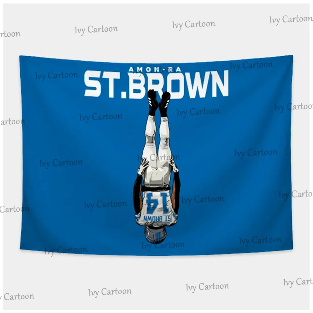 Amon-Ra St.Brown Headstand Celebration Tapestry USA Football Detroit Tapestry Lions Classic Fan Rhapsody Tapestry