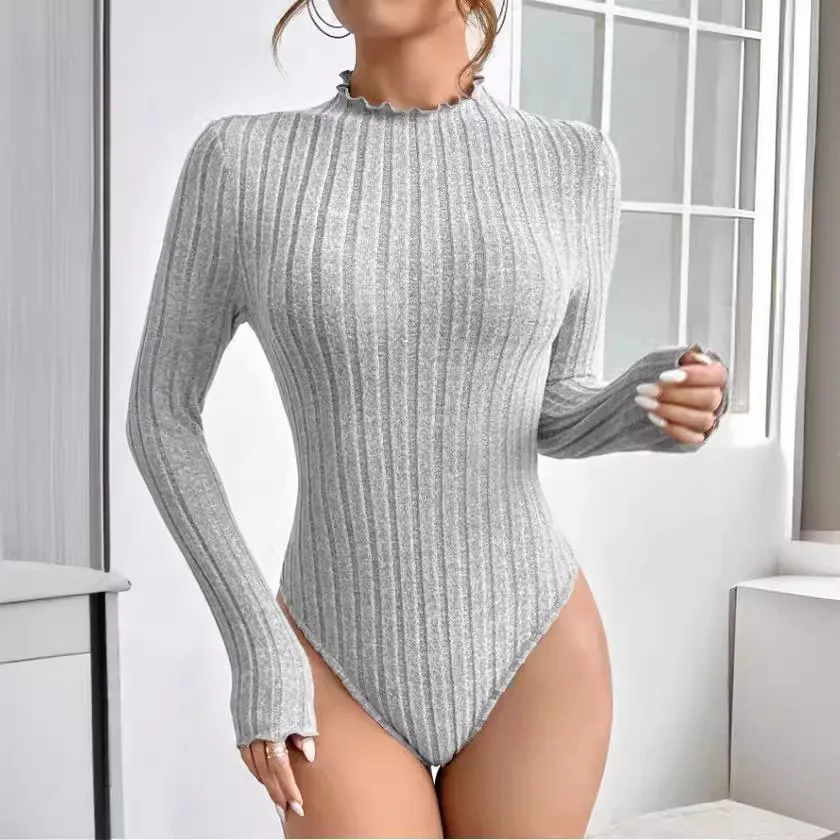 Mid Rise Waist Long Sleeve Top Fitted Streetwear with Western Style Button Detail Medium Stretch Regular Sleeve Bodysuit Women