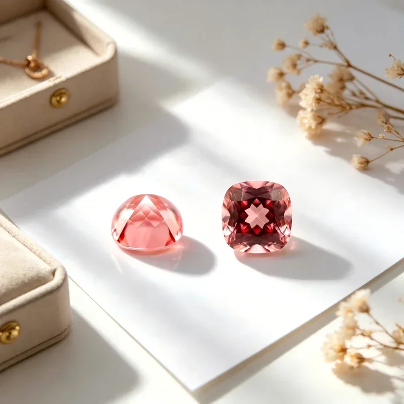 Künstlicher Edelstein Padparadscha Roter Lotus-Farbiger Kissenförmiger Edelstein Werksverkauf mit Zertifikat – Detail 3