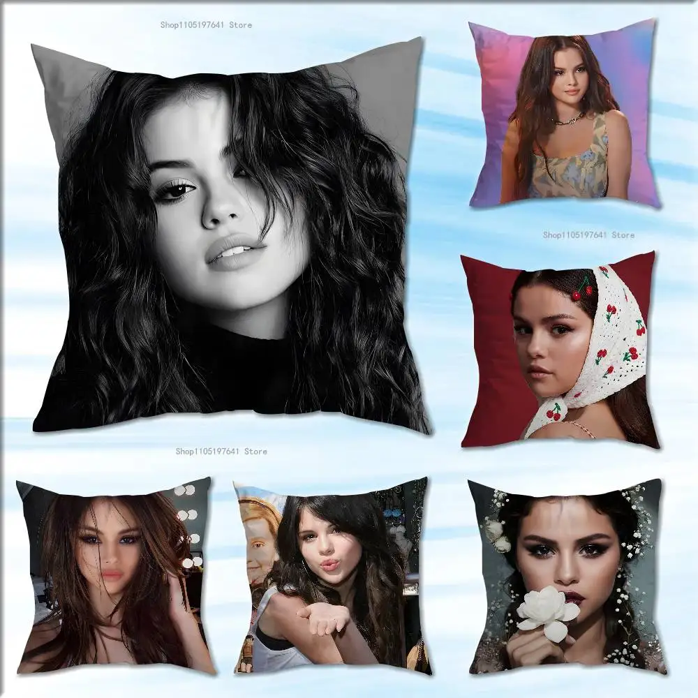 

S-SelenaS G-Gomez Pillow Case Plush Pillow Cases Home Decoration Pillow Cover for Sofa Bed Chair Living Room