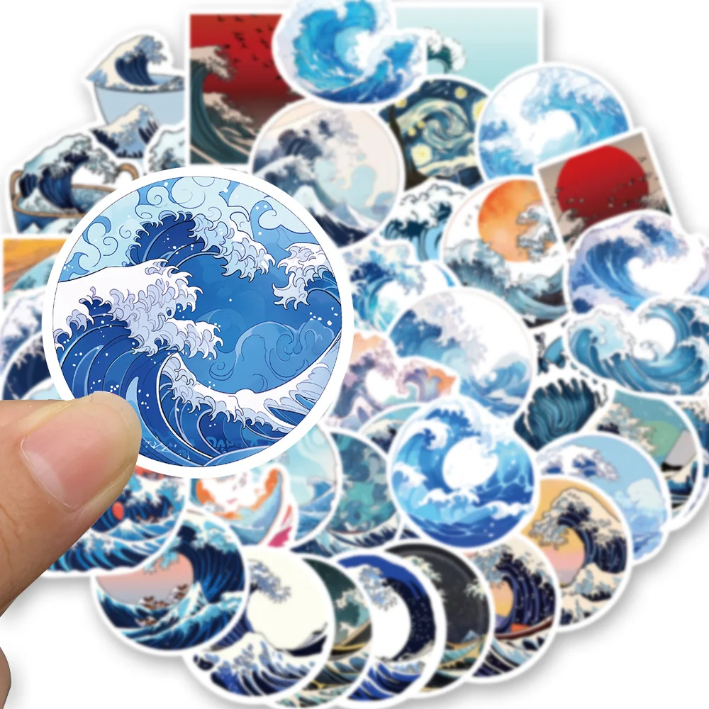 10/50PCS Cartoon Anime The Great Wave off Kanagawa Stickers For Car Laptop Phone Decor Vinyl Decals Waterproof Graffiti Sticker