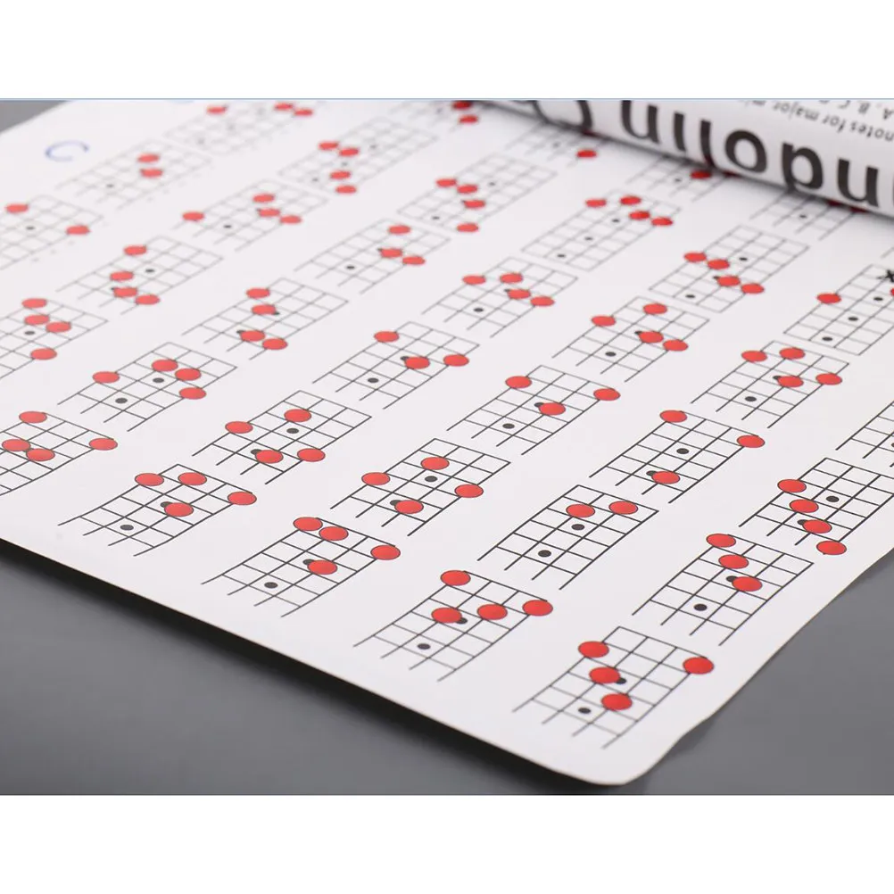 1Pcs Mandolin Chord Chart Paper Size L Beginner Practice Guide Portable Fingering Diagram Mandolin Chord Chart