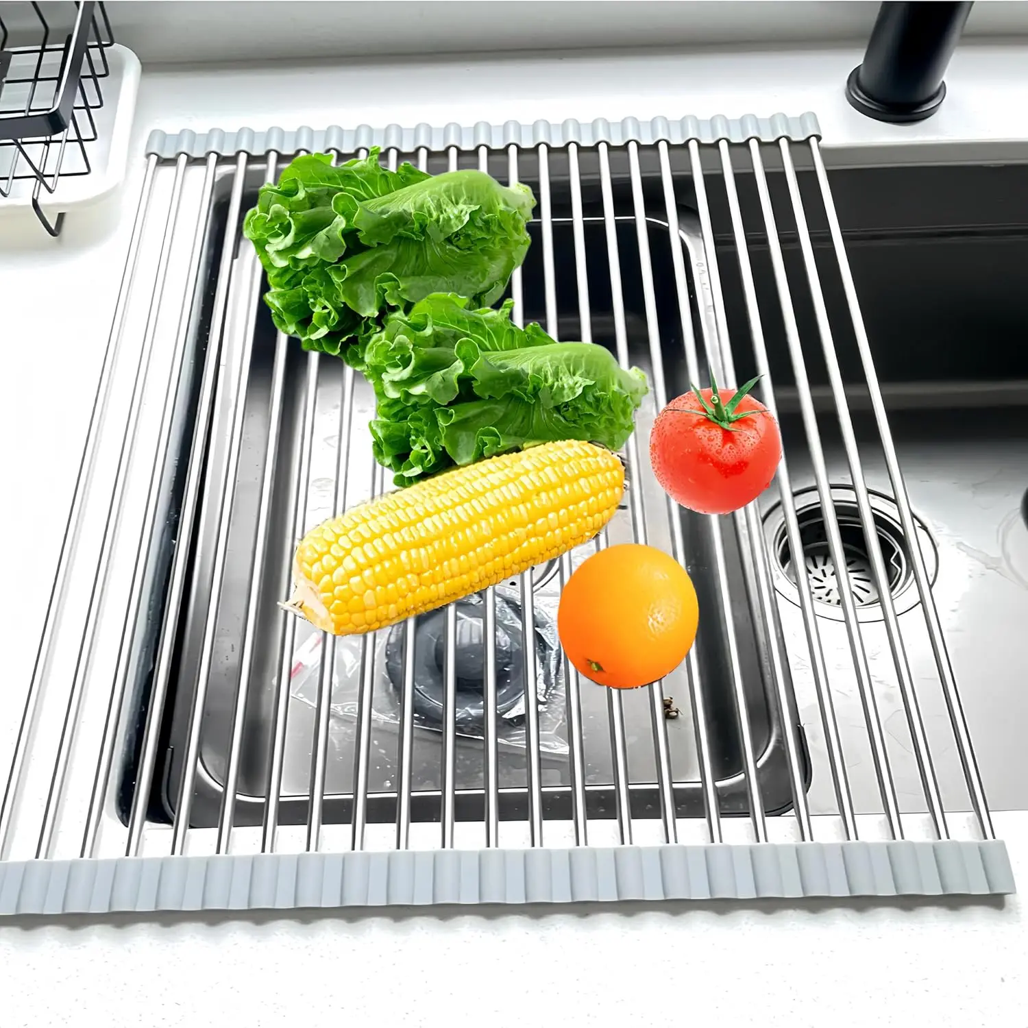 

Roll Up Dish Drying Rack, 21.3" x 15.8" Over The Sink Dish Drying Rack, Kitchen Dish Rack Foldable Dish Drainer, Stainl