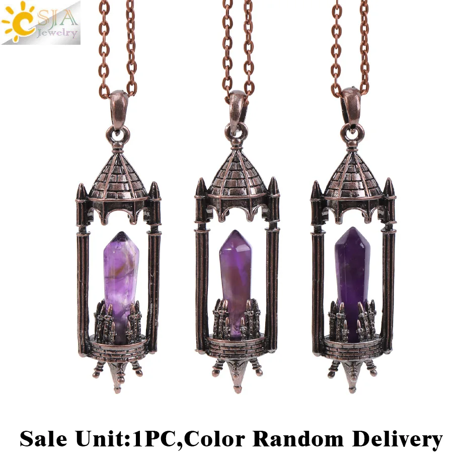 1pc Crystal Rocket Launcher Vial Necklace Natural Stone Pendant