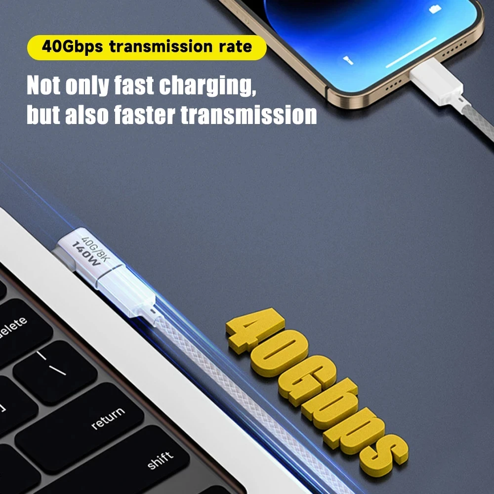 Type C Male Female 90 Angle Cable USB C Extension Cable Fast Charging 40Gbps Data Transfer 8K Extension Connector Thunderbolt 3