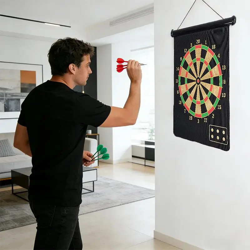 Magnetic Dart Board Set Roll-Up Double-Sided Design with 12 Safe Magnetic Darts for Indoor/Outdoor Games Perfect Christmas Gift