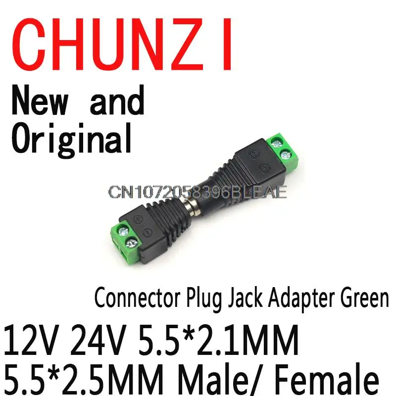 5PCS New Jack Socket Male And Female DC Power Plug Jack Adapter Connector Plug Jack Adapter Green 5.5 X 2.1MM 5.5*2.5MM 12V 24V