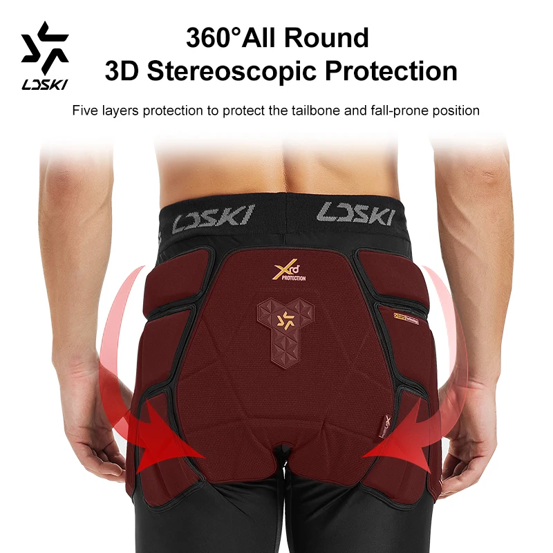 LDSKI Ski Knee Pads Impact Shorts All Round Protection Lightweight Breathable Hip Tailbone Leg Guard Snowboarding Outdoor Sports