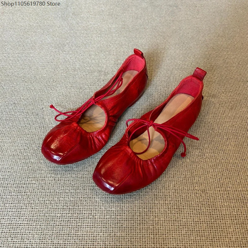 vintage-women's-flat-mary-jane-shoes-shallow-mouth-lace‑up-bow-ornament-wrinkle-craft-daily-stylish-cosplay-costume-footwear