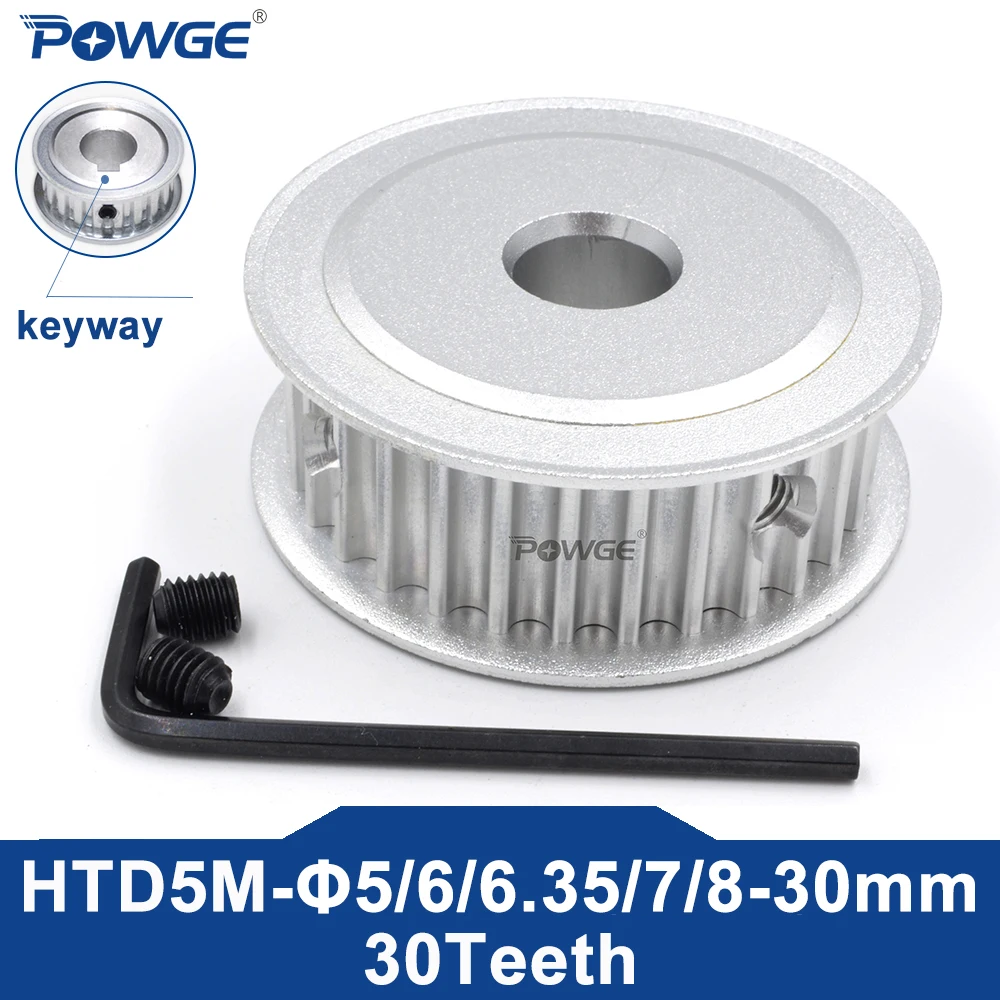 POWGE 30 teeth HTD 5M Timing Pulley AF Bore 5/6/6.35/7/8/10/12/14/15/16/17/18/19/20/25/30 for HTD5M belt width 10/15/20/25mm 30T