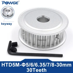 POWGE 30 teeth HTD 5M Timing Pulley AF Bore 5/6/6.35/7/8/10/12/14/15/16/17/18/19/20/25/30 for HTD5M belt width 10/15/20/25mm 30T