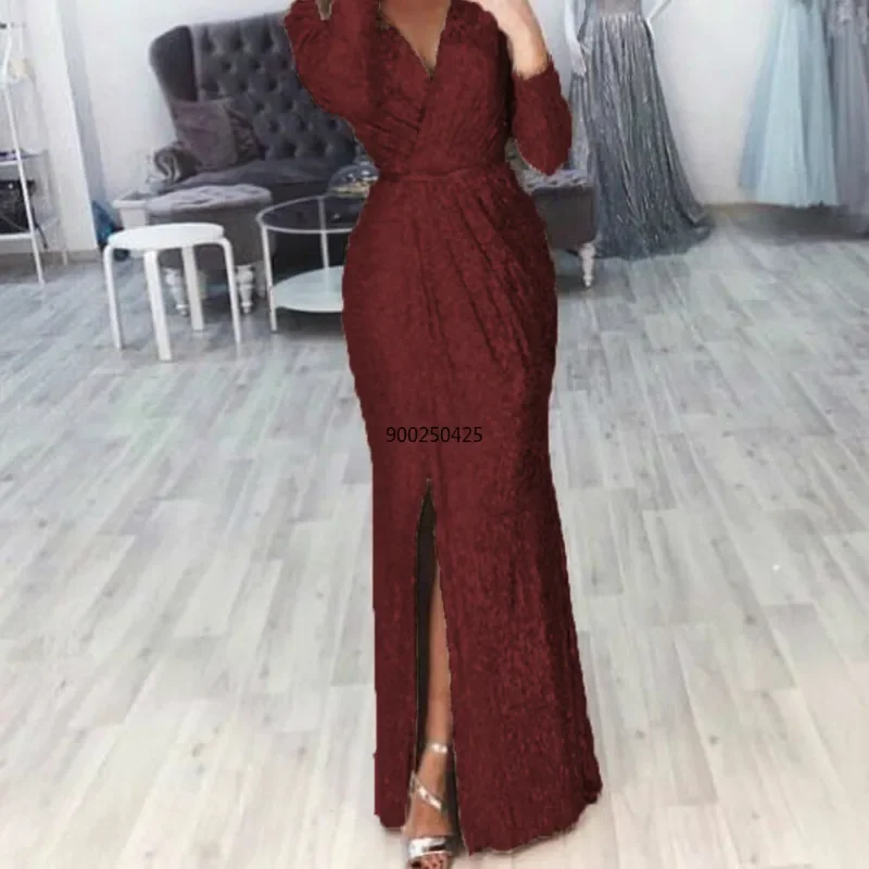 Evening Party African Dresses for Women Plus Size Glitter Long Sleeve Peplum Vestidos Africa Clothing Maxi Dress Elegant Clothes